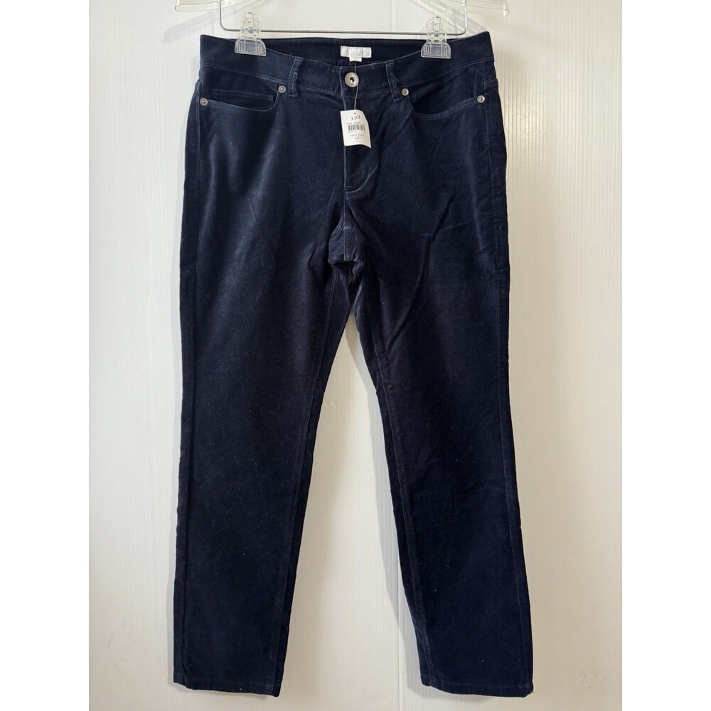 NEW J. Jill Navy Blue Velvet  Straight Leg Pants Stretch Women’s Sz 6 Petite